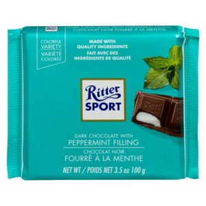 Ritter Sport Dark Chocolate Bar Peppermint Filling 3.5 OZ, 12CT