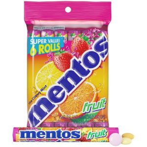 Mentos Fruit Flavored Chewy Mint Candy Roll