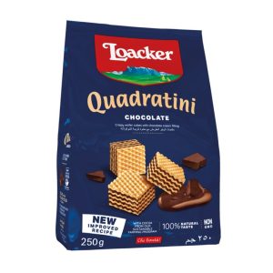 Loacker Quadratini Chocolate Bite Size Wafer Cookies - Case of 6/8.82 oz