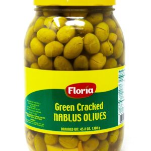 Floria Cracked Green Nablus Olives 45.8 Oz (1300 Gr)