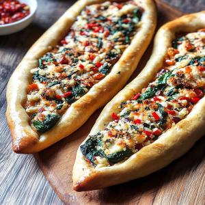 Spinach and cheese Pide