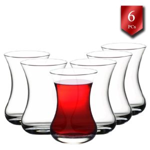 Pasabahce Turkish Tea Glass Cups Set of 6  Beverage Cups  Glass Drinking Glasses  4.25 Oz