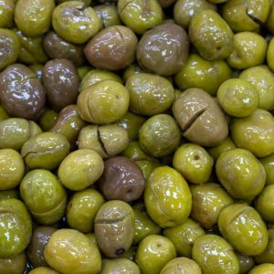 GREEN OLIVES SCRATCHED 400GR