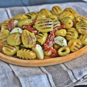 Grilled green olive
