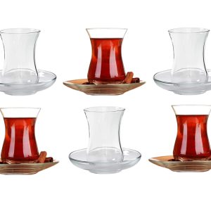 LAV Turkish Tea Glasses Set of 6  Authentic Middle Eastern Tea Cups Set  5.25 Oz (155 Cc) ZEN