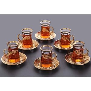 LAV Tea Glasses Set of 6  Authentic Middle Eastern Tea Cups Set  5.75 Oz (170 Cc) EDA